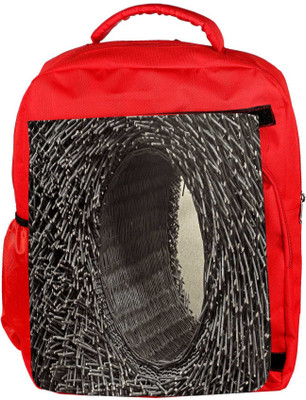 

Snoogg Eco Friendly Canvas Abstract Hole Basket Designer Backpack Rucksack School Travel Unisex Casual Canvas Bag Bookbag Satchel 5 L Backpack(Red)