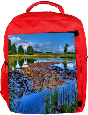 

Snoogg Eco Friendly Canvas Flowers On The River Designer Backpack Rucksack School Travel Unisex Casual Canvas Bag Bookbag Satchel 5 L Backpack(Red)