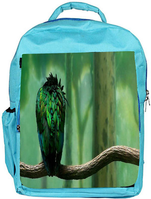 

Snoogg Eco Friendly Canvas Green Feathered Bird Designer Backpack Rucksack School Travel Unisex Casual Canvas Bag Bookbag Satchel 5 L Backpack(Blue)