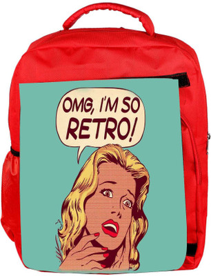 

Snoogg Eco Friendly Canvas Omg Im So Retro Backpack Rucksack School Travel Unisex Casual Canvas Bag Bookbag Satchel 5 L Backpack(Red)