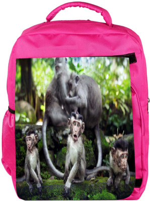 

Snoogg Eco Friendly Canvas Monkey Babies Designer Backpack Rucksack School Travel Unisex Casual Canvas Bag Bookbag Satchel 5 L Backpack(Pink)