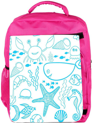

Snoogg Eco Friendly Canvas Fish World White Pattern Designer Backpack Rucksack School Travel Unisex Casual Canvas Bag Bookbag Satchel 5 L Backpack(Pink)