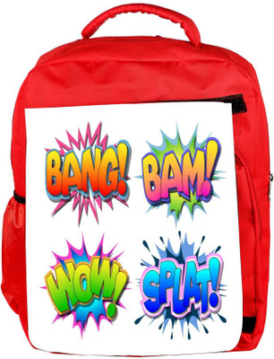 

Snoogg Eco Friendly Canvas Bang Bam Wow Splat Backpack Rucksack School Travel Unisex Casual Canvas Bag Bookbag Satchel 5 L Backpack(Red)