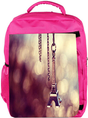 

Snoogg Eco Friendly Canvas Cute Eiffel Tower Designer Backpack Rucksack School Travel Unisex Casual Canvas Bag Bookbag Satchel 5 L Backpack(Pink)