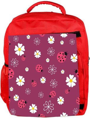 

Snoogg Eco Friendly Canvas Spring Seamless Pattern With Flowers And Ladybirds Backpack Rucksack School Travel Unisex Casual Canvas Bag Bookbag Satchel 5 L Backpack(Red)