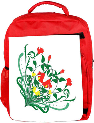 

Snoogg Eco Friendly Canvas Floral Corner Frame Backpack Rucksack School Travel Unisex Casual Canvas Bag Bookbag Satchel 5 L Backpack(Red)