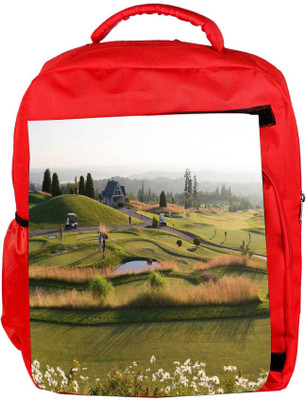 Snoogg Eco Friendly Canvas People Playing Golf Designer Backpack Rucksack School Travel Unisex Casual Canvas Bag Bookbag Satchel 5 L Backpack(Red)