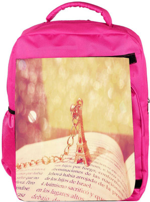 

Snoogg Eco Friendly Canvas Cute Eiffel Tower Designer Backpack Rucksack School Travel Unisex Casual Canvas Bag Bookbag Satchel 5 L Backpack(Pink)