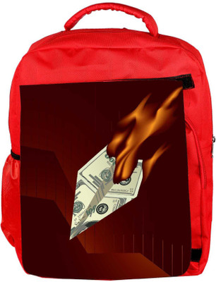 

Snoogg Eco Friendly Canvas Burning Dollar Vector Concept Backpack Rucksack School Travel Unisex Casual Canvas Bag Bookbag Satchel 5 L Backpack(Red)