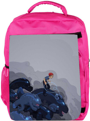 

Snoogg Eco Friendly Canvas Boy Riding The Bull 2596 Backpack Rucksack School Travel Unisex Casual Canvas Bag Bookbag Satchel 5 L Backpack(Pink)