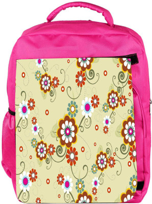 

Snoogg Eco Friendly Canvas White Floral Designer Backpack Rucksack School Travel Unisex Casual Canvas Bag Bookbag Satchel 5 L Backpack(Pink)