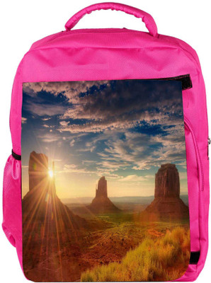 

Snoogg Eco Friendly Canvas Mountains Sunrise Designer Backpack Rucksack School Travel Unisex Casual Canvas Bag Bookbag Satchel 5 L Backpack(Pink)