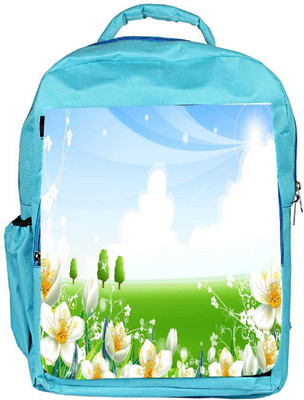 

Snoogg Eco Friendly Canvas White Flower Garden Designer Backpack Rucksack School Travel Unisex Casual Canvas Bag Bookbag Satchel 5 L Backpack(Blue)