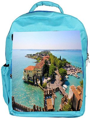 

Snoogg Eco Friendly Canvas Lake Side Houses Designer Backpack Rucksack School Travel Unisex Casual Canvas Bag Bookbag Satchel 5 L Backpack(Blue)