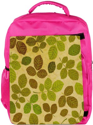 

Snoogg Eco Friendly Canvas Green Leaves Pattern Designer Backpack Rucksack School Travel Unisex Casual Canvas Bag Bookbag Satchel 5 L Backpack(Pink)