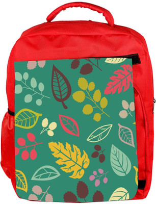 

Snoogg Eco Friendly Canvas Colorful Leaves Blue Designer Backpack Rucksack School Travel Unisex Casual Canvas Bag Bookbag Satchel 5 L Backpack(Red)