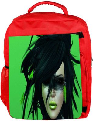 

Snoogg Eco Friendly Canvas Green Feather Girl Designer Backpack Rucksack School Travel Unisex Casual Canvas Bag Bookbag Satchel 5 L Backpack(Red)