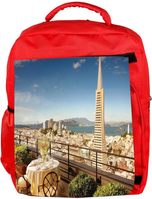 

Snoogg Eco Friendly Canvas Tall Buildings Designer Backpack Rucksack School Travel Unisex Casual Canvas Bag Bookbag Satchel 5 L Backpack(Red)