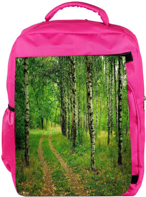 

Snoogg Eco Friendly Canvas Abstract White Trees Designer Backpack Rucksack School Travel Unisex Casual Canvas Bag Bookbag Satchel 5 L Backpack(Pink)