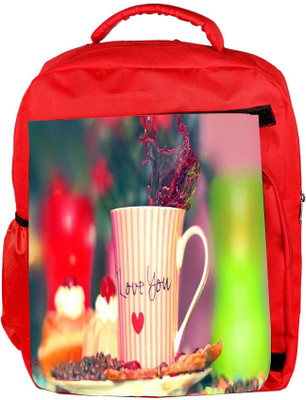 

Snoogg Eco Friendly Canvas Love You Mug Designer Backpack Rucksack School Travel Unisex Casual Canvas Bag Bookbag Satchel 5 L Backpack(Red)