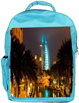 

Snoogg Eco Friendly Canvas Glowing Veiw At Dubai Designer Backpack Rucksack School Travel Unisex Casual Canvas Bag Bookbag Satchel 5 L Backpack(Blue)