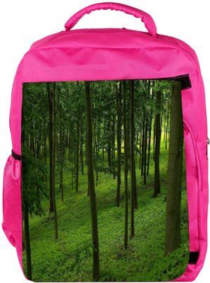 

Snoogg Eco Friendly Canvas Green Forest Designer Backpack Rucksack School Travel Unisex Casual Canvas Bag Bookbag Satchel 5 L Backpack(Pink)