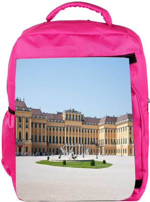 Snoogg Eco Friendly Canvas Yellow Palace Designer Backpack Rucksack School Travel Unisex Casual Canvas Bag Bookbag Satchel 5 L Backpack(Pink)