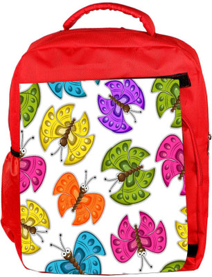 

Snoogg Eco Friendly Canvas Colorful Butterflies Designer Backpack Rucksack School Travel Unisex Casual Canvas Bag Bookbag Satchel 5 L Backpack(Red)