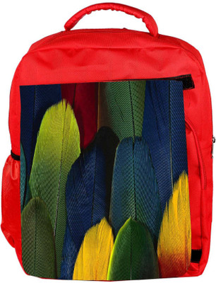 

Snoogg Eco Friendly Canvas Colorful Feathers Designer Backpack Rucksack School Travel Unisex Casual Canvas Bag Bookbag Satchel 5 L Backpack(Red)