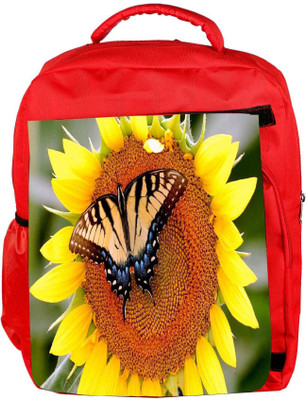 

Snoogg Eco Friendly Canvas Butterfly Seeking Honey From Sunflower Designer Backpack Rucksack School Travel Unisex Casual Canvas Bag Bookbag Satchel 5 L Backpack(Red)