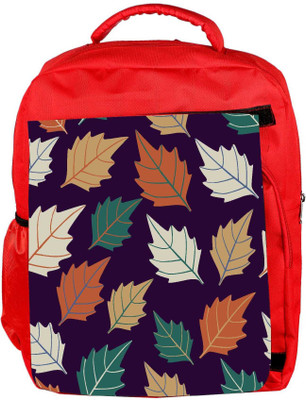 

Snoogg Eco Friendly Canvas Seamless Leaf Pattern Backpack Rucksack School Travel Unisex Casual Canvas Bag Bookbag Satchel 5 L Backpack(Red)