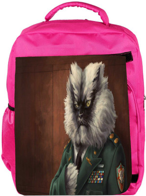 

Snoogg Eco Friendly Canvas Colonel Meow Designer Backpack Rucksack School Travel Unisex Casual Canvas Bag Bookbag Satchel 5 L Backpack(Pink)