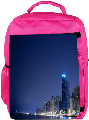 

Snoogg Eco Friendly Canvas City Lights Designer Backpack Rucksack School Travel Unisex Casual Canvas Bag Bookbag Satchel 5 L Backpack(Pink)