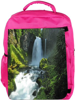

Snoogg Eco Friendly Canvas Abstract Waterfall Designer Backpack Rucksack School Travel Unisex Casual Canvas Bag Bookbag Satchel 5 L Backpack(Pink)