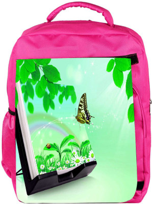 

Snoogg Eco Friendly Canvas Nature Butterfly Designer Backpack Rucksack School Travel Unisex Casual Canvas Bag Bookbag Satchel 5 L Backpack(Pink)