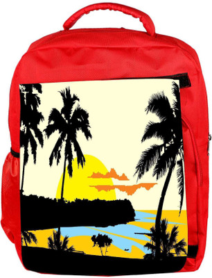 

Snoogg Eco Friendly Canvas Tropical Landscape Backpack Rucksack School Travel Unisex Casual Canvas Bag Bookbag Satchel 5 L Backpack(Red)