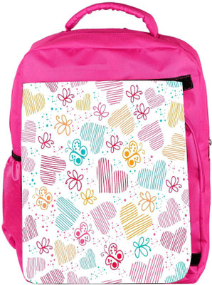 

Snoogg Eco Friendly Canvas Multicolor Hearts And Butterflies Designer Backpack Rucksack School Travel Unisex Casual Canvas Bag Bookbag Satchel 5 L Backpack(Pink)