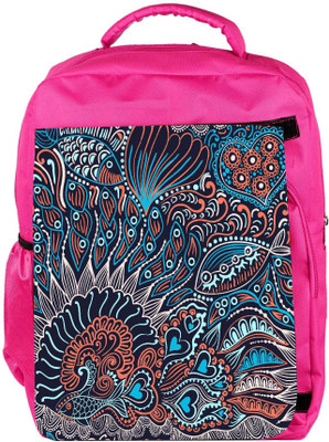

Snoogg Eco Friendly Canvas Abstract Seamless Texture With Fish Backpack Rucksack School Travel Unisex Casual Canvas Bag Bookbag Satchel 5 L Backpack(Pink)