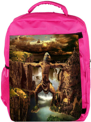 

Snoogg Eco Friendly Canvas Mountain Man Designer Backpack Rucksack School Travel Unisex Casual Canvas Bag Bookbag Satchel 5 L Backpack(Pink)