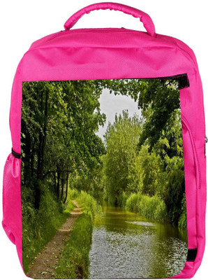 

Snoogg Eco Friendly Canvas Single Path Along Lake Side Designer Backpack Rucksack School Travel Unisex Casual Canvas Bag Bookbag Satchel 5 L Backpack(Pink)