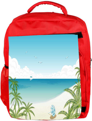 Snoogg Eco Friendly Canvas Beach Side View Designer Backpack Rucksack School Travel Unisex Casual Canvas Bag Bookbag Satchel 5 L Backpack(Red)