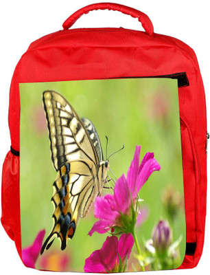 

Snoogg Eco Friendly Canvas Multicolor Butterfly Designer Backpack Rucksack School Travel Unisex Casual Canvas Bag Bookbag Satchel 5 L Backpack(Red)