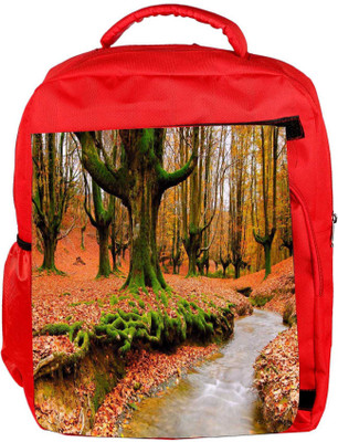 

Snoogg Eco Friendly Canvas Orange Leaves Designer Backpack Rucksack School Travel Unisex Casual Canvas Bag Bookbag Satchel 5 L Backpack(Red)