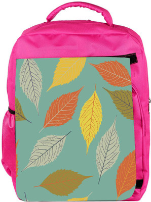 

Snoogg Eco Friendly Canvas Colorful Leaves Designer Backpack Rucksack School Travel Unisex Casual Canvas Bag Bookbag Satchel 5 L Backpack(Pink)