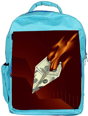 

Snoogg Eco Friendly Canvas Burning Dollar Vector Concept Backpack Rucksack School Travel Unisex Casual Canvas Bag Bookbag Satchel 5 L Backpack(Blue)