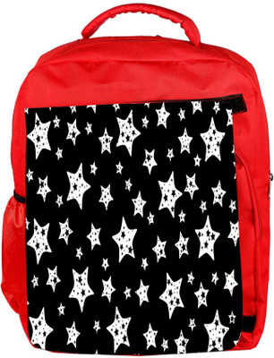 

Snoogg Eco Friendly Canvas Black And White Stars Designer Backpack Rucksack School Travel Unisex Casual Canvas Bag Bookbag Satchel 5 L Backpack(Red)