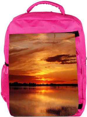 

Snoogg Eco Friendly Canvas Sunset View Designer Backpack Rucksack School Travel Unisex Casual Canvas Bag Bookbag Satchel 5 L Backpack(Pink)