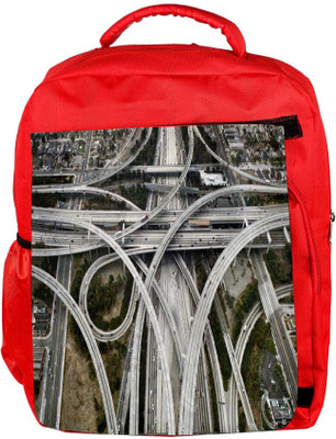 

Snoogg Eco Friendly Canvas Zig Zag Roads Designer Backpack Rucksack School Travel Unisex Casual Canvas Bag Bookbag Satchel 5 L Backpack(Red)