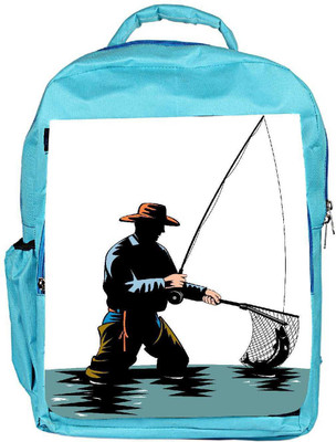 

Snoogg Eco Friendly Canvas Fly Fisherman With Rod And Reel Backpack Rucksack School Travel Unisex Casual Canvas Bag Bookbag Satchel 5 L Backpack(Blue)