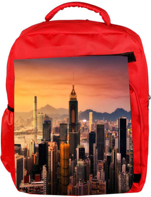 

Snoogg Eco Friendly Canvas Tall Buildings Designer Backpack Rucksack School Travel Unisex Casual Canvas Bag Bookbag Satchel 5 L Backpack(Red)